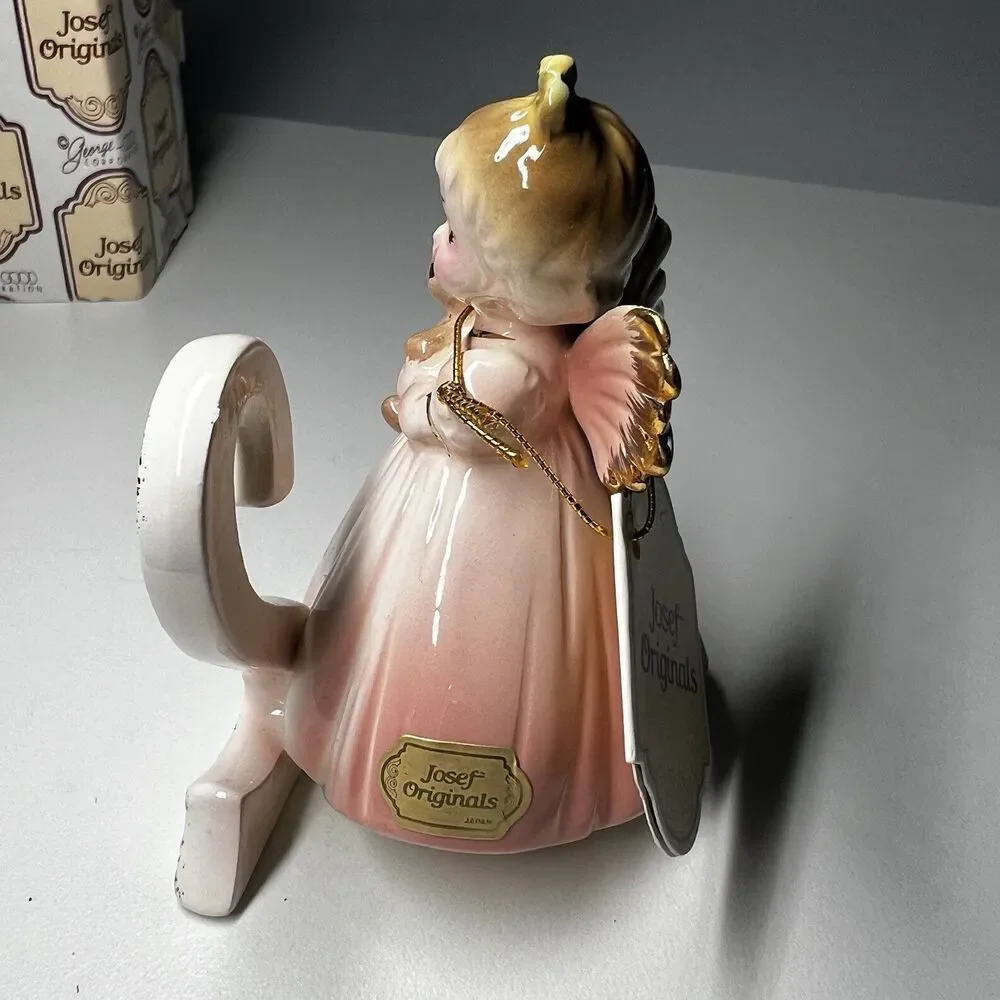 Vintage Josef Originals Birthday Girl Angel Age 2 Teddy Bear Figurine Box Tag